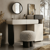 Modern Curved Makeup Vanity with Multi-Storage Cabinets