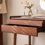 Mid-Century Modern Makeup Vanity Desk with LED Lighted Mirror