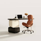 Curved Home Office Desk with Side Storage&Movable Chair