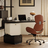 Curved Home Office Desk with Side Storage&Movable Chair