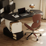 Curved Home Office Desk with Side Storage&Movable Chair