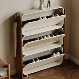 3-Tier Flip-Down Freestanding Rattan Shoe Cabinet for Small Spaces