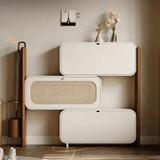 3-Tier Flip-Down Freestanding Rattan Shoe Cabinet for Small Spaces