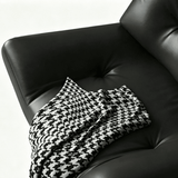 Mid-Century Ergonomic Leather Accent Chair with Wood Legs