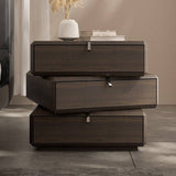 3-Tier Rotatable Wood Nightstand with Storage Cabinet for Bedroom