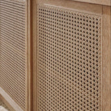 6-Tier Bookcase with Rattan Cabinet Doors and Adjustable Shelves