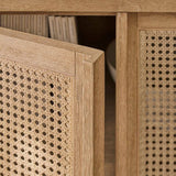 6-Tier Bookcase with Rattan Cabinet Doors and Adjustable Shelves