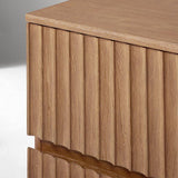 Fluted Nightstand Bedside Table with 2 Drawers for Bedroom