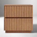 Fluted Nightstand Bedside Table with 2 Drawers for Bedroom