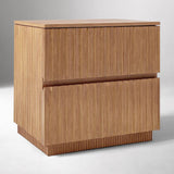 Fluted Nightstand Bedside Table with 2 Drawers for Bedroom