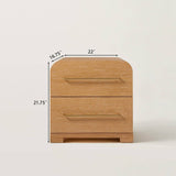 Modern Curved Nightstand with 2 Drawers and Brass Handles