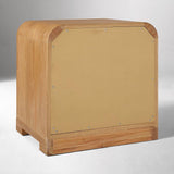Modern Curved Nightstand with 2 Drawers and Brass Handles