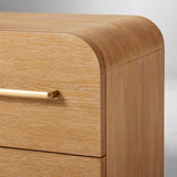 Modern Curved Nightstand with 2 Drawers and Brass Handles