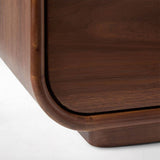 Mid-Century Curved Walnut Nightstand with 2 Drawers