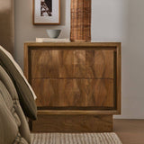 2-Drawer Nightstand for Bedroom with Carved Wave Front