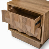 2-Drawer Nightstand for Bedroom with Carved Wave Front