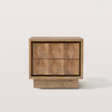 2-Drawer Nightstand for Bedroom with Carved Wave Front