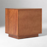 Mid-Century Wood Nightstand with Rattan Drawer Fronts