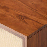 Mid-Century Wood Nightstand with Rattan Drawer Fronts