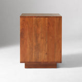Mid-Century Wood Nightstand with Rattan Drawer Fronts