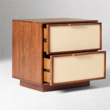 Mid-Century Wood Nightstand with Rattan Drawer Fronts