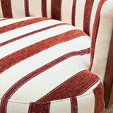 Retro Striped Swivel Armchair with Curved Backrest and Wood Base