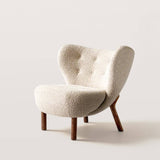 Mid-Century Teddy Fleece Lounge Chair Set with Wood Legs