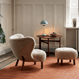 Mid-Century Teddy Fleece Lounge Chair Set with Wood Legs