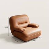 Curved Leather Lounge Chair with Armrests for Living Room