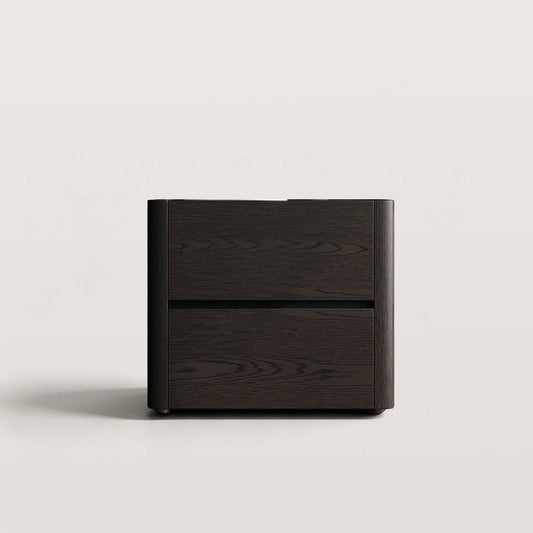 Minimalist 2-Drawer Nightstand with Stone Top for Bedroom
