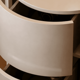 Modern Curved Lacquer Nightstand with 2 Hidden Drawers