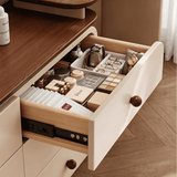 Extendable Cream Makeup Vanity with 6-Drawer Dresser