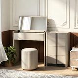 Compact Flip-Top Makeup Vanity Desk with Large Hidden Mirror