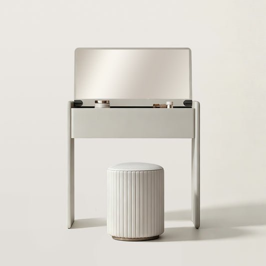 Compact Flip-Top Makeup Vanity Desk with Large Hidden Mirror