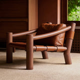 Modern Leather Lounge Chair Accent Chair with Wood Frame