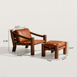 Modern Leather Lounge Chair Accent Chair with Wood Frame