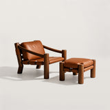 Modern Leather Lounge Chair Accent Chair with Wood Frame