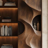 Ash Wood Display Cabinet with 4-Tier Shelving for Storage