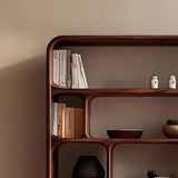 Zen-Inspired Wood Display Shelf with Asymmetrical Shelves