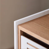 Modern Geometric Side Cabinet with Open Storage Shelf