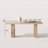 Rectangular Sintered Stone Dining Table with Grain for 4-6 People