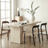 Rectangular Sintered Stone Dining Table with Grain for 4-6 People