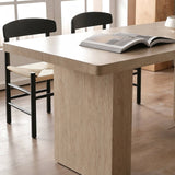 Rectangular Sintered Stone Dining Table with Grain for 4-6 People