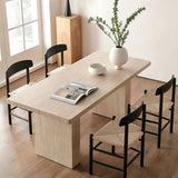 Rectangular Sintered Stone Dining Table with Grain for 4-6 People