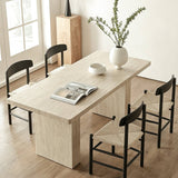 Rectangular Sintered Stone Dining Table with Grain for 4-6 People