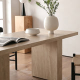 Rectangular Sintered Stone Dining Table with Grain for 4-6 People