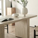 Rectangular Sintered Stone Dining Table with Grain for 4-6 People