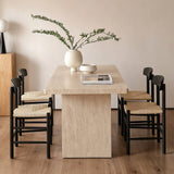 Rectangular Sintered Stone Dining Table with Grain for 4-6 People