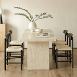 Rectangular Sintered Stone Dining Table with Grain for 4-6 People