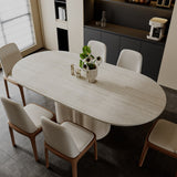 Sintered Stone Dining Table with Wavy Pedestal Base